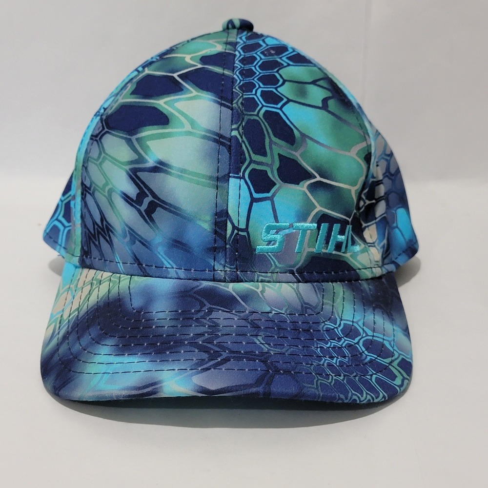 Stihl Outfitters Mens Blue Kryptek Pontus Camo Snapback Hat Baseball Cap Logo